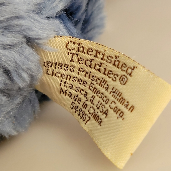 Vtg Cherished Teddies Blue Bear 1998 - New with Tags - Picture 3 of 5